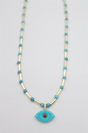 Pullu Göz Kolye - Mavi