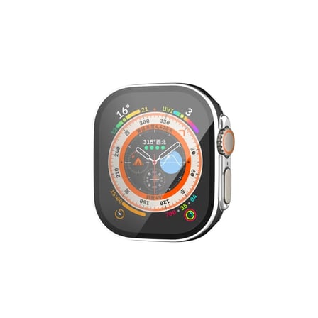 Apple Watch Ultra 49mm Legend Camlı Kasa Ekran Koruyucu - Siyah-gümüş