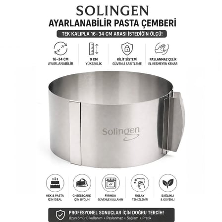 Ayarlanabilir Metal Kek Kalıbı 16-34 cm