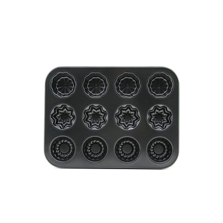 12 Gözlü Metal Muffin Kek Kalıbı - Siyah