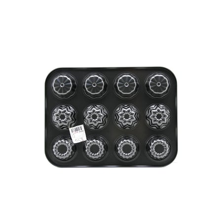 12 Gözlü Metal Muffin Kek Kalıbı - Siyah