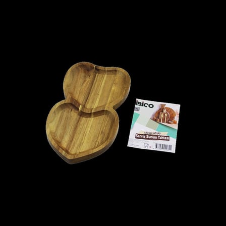 Akasya Kalpli 2 Bölmeli Ahşap Servis Tepsisi 25x14x1.4 cm