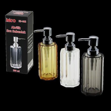 200 ml Sekizgen Akrilik Mika Sıvı Sabunluk (Şeffaf/Renkli)