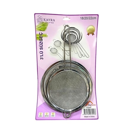 Metal 3'li Süzgeç 18-20-22 cm