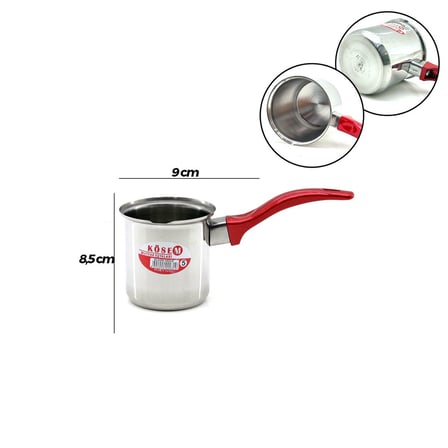 Çelik Cezve No.5 Kırmızı Kulplu