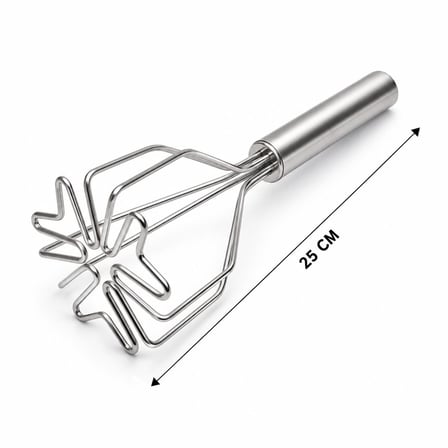 Kalp Şekilli Metal Patates Ezici 26 cm (Krom Saplı, 9 cm Başlık)