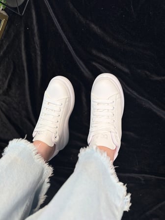 Günlük Unisex Spor Ayakkabı Vegan Deri Bağcıklı Hafif Kalın Yüksek Taban Yürüyüş Sneaker 628