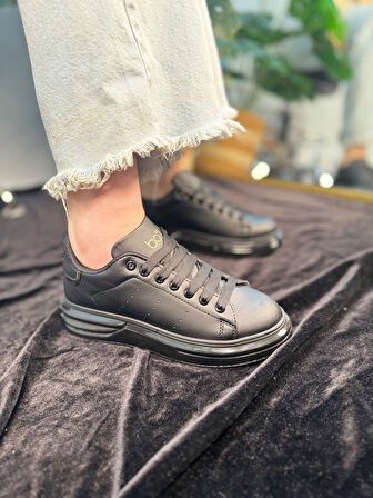 Günlük Unisex Spor Ayakkabı Vegan Deri Bağcıklı Hafif Kalın Yüksek Taban Yürüyüş Sneaker 628