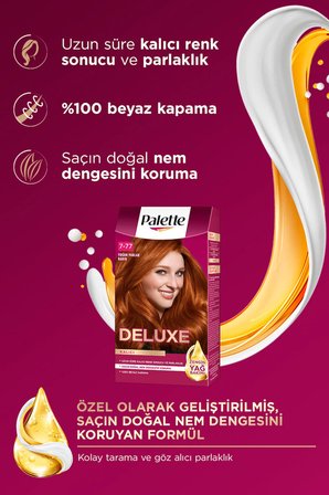 Deluxe 7-77 Yoğun Bakır Zengin Yağ Bakımı Kit Saç Boyası Bakım Maskesi