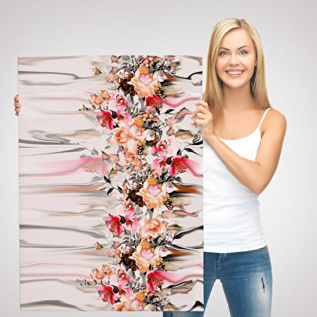 Renkli Çiçek Desenli Dekoratif Duvar Tablosu-6282