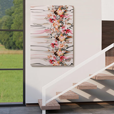 Renkli Çiçek Desenli Dekoratif Duvar Tablosu-6282