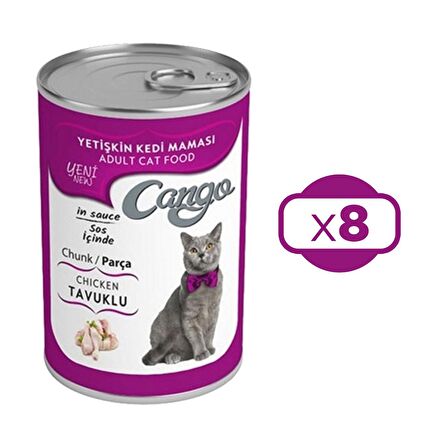 Cango Yetişkin Kedi Maması Tavuklu Konserve 415 Gr X 8 Adet