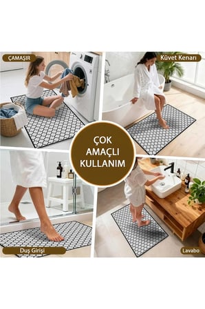 Banyo Paspası, Yumuşak Banyo Halısı, Kaymaz Dot Tabanlı, Yıkanabilir - 60x100