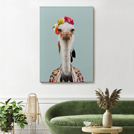 İnsan Kıyafetli Deve Kuşu Dekoratif Duvar Tablosu -6286