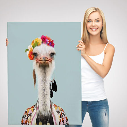 İnsan Kıyafetli Deve Kuşu Dekoratif Duvar Tablosu -6286