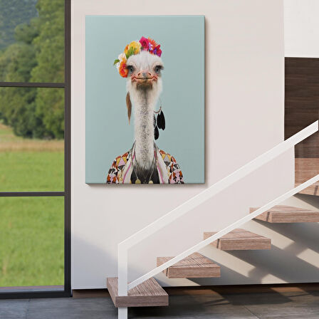 İnsan Kıyafetli Deve Kuşu Dekoratif Duvar Tablosu -6286