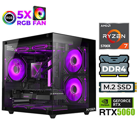 Xaser Sword X50 Mini Ryzen 7 5700X 32GB Ram 1TB M.2 NVMe SSD 8GB RTX5060 Masaüstü Oyuncu Bilgisayarı