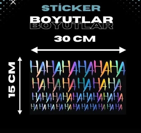 Hahah hologram renk sticker 30x15 folyo kesim su gecirmez 