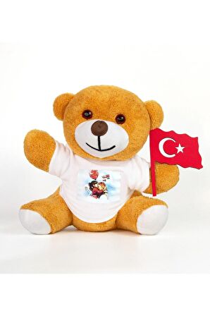 23 Nisan Kutlu Olsun Tişörtlü & Bayraklı Sevimli Ayıcık