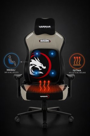 Warrior Jack Premium Oyuncu Koltuğu - Masajlı ve Isıtmalı Dragon Temalı Oyun Sandalyesi