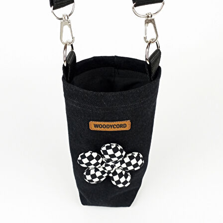 Woodycord El Yapımı 0,5 Litrelik Matara Termos Kılıfı Pofuduk Damalı Çiçekli 