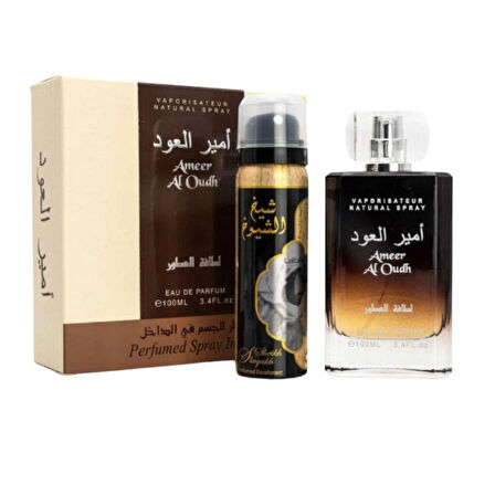 Lattafa Ameer Al Oudh EDP 100 ml+Parfumed Spray 50 ml Unisex Parfüm Seti