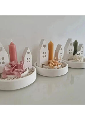 Dekoratif Ev Tealight 4 Parça Mumluk