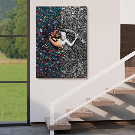 Çiçekler İçindeki Sevgililer Tablosu-6291