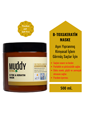 AŞIRI YIPRANMIŞ VE KİMYASAL İŞLEM GÖRMÜŞ SAÇLARA B-TOX&KERATIN MASK 500 ml.