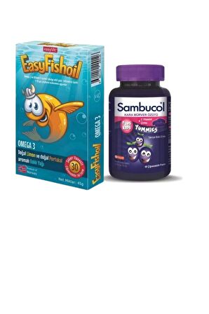 Sambucol Plus Kids Yummies 60 Adet + Easyfishoil Omega 3 30 tablet