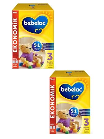 Bebelac 3 Bebek Devam Sütü 800 gr 9-12 Ay X 2 Adet