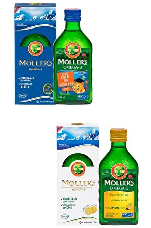 Möller's Omega 3 Limonlu 250 ml +Möller's Tutti Frutti 250 ml