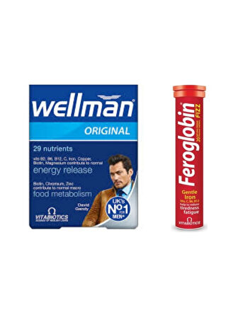Wellman Original 30 Tablet + 2 Adet Feroglobin Fizz 20 Tablet