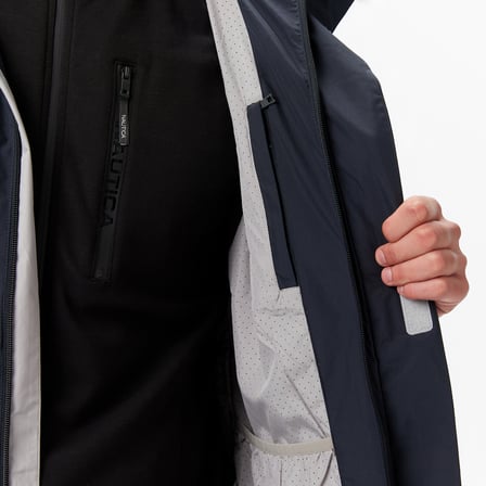 Nautica Erkek Siyah Regular Fit Kapüşonlu Su Geçirmez Yağmurluk