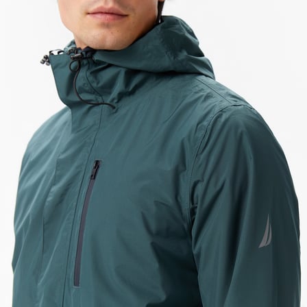 Nautica Erkek Yeşil Regular Fit Kapüşonlu Su Geçirmez Yağmurluk