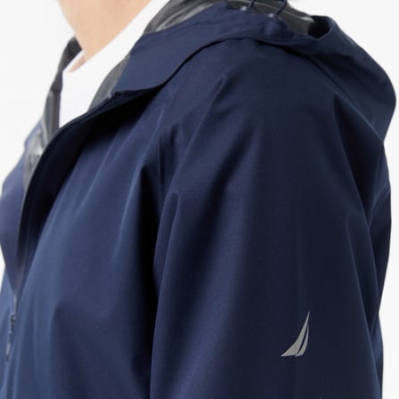 Nautica Erkek Lacivert Regular Fit Kapüşonlu Su Geçirmez Yağmurluk