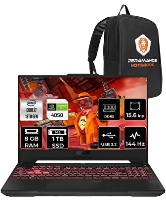 Asus Tuf Gaming F15 i7 13620H 8GB RAM 1TB SSD RTX4050/6GB 144Hz 15.6" FHD FDOS LP260 & PER4 ÇANTA