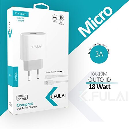 K.Fulai KA-19M USB Hızlı Şarj Aleti Beyaz