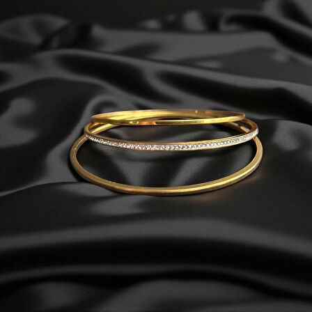 3'lü Zirkon Taş Paslanmaz Çelik Ajda Bilezik