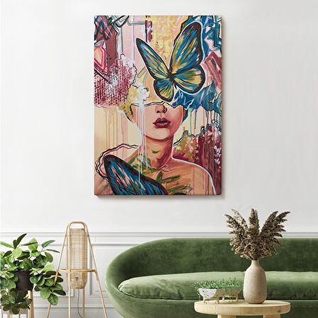 Renlki Sürreal Kadın Portresi Dekoratif Duvar Tablosu-6297