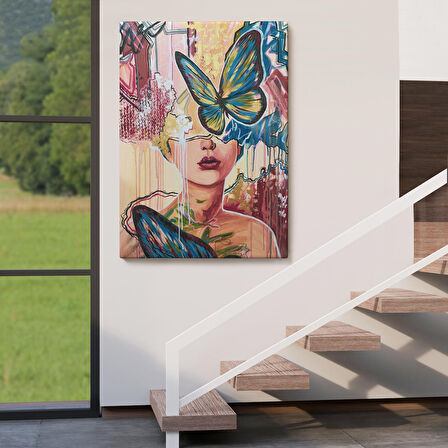 Renlki Sürreal Kadın Portresi Dekoratif Duvar Tablosu-6297