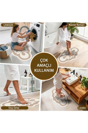 Banyo Paspası, Yumuşak Banyo Halısı, Kaymaz Dot Tabanlı, Yıkanabilir - 60x100