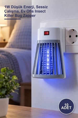 10 Adet Prize Takılan Uv Işık Sinek Ve Böcek Öldürücü Lamba – 1W Düşük Enerji, Sessiz Çalışma, Ev Ofis Insect Killer Bug Zapper