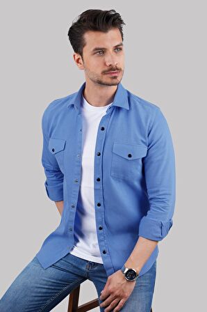 Mavi Slimfit Gerçek Kot Erkek Gömlek