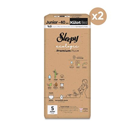 Sleepy Ecologic Premium Plus Süper Paket Külot Bez 5 Numara Junior 80 Adet