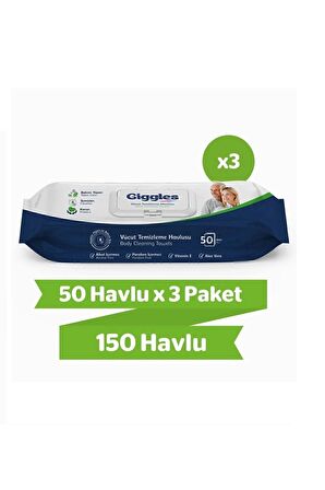 Vücut Temizleme Havlusu 50'li 3 Paket 150 Havlu