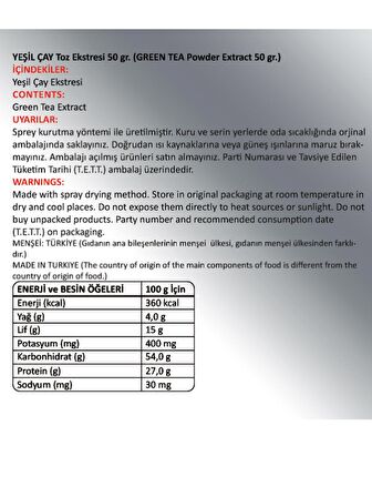 Yeşil Çay Toz Ekstresi 50 Gr Cam Kavanoz