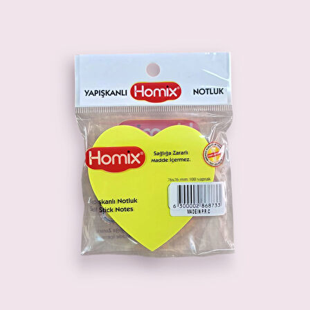 Homix Kalp Şeklinde Yapışkanlı Notluk 76 x 76 cm Neon Renkler 100 Yp