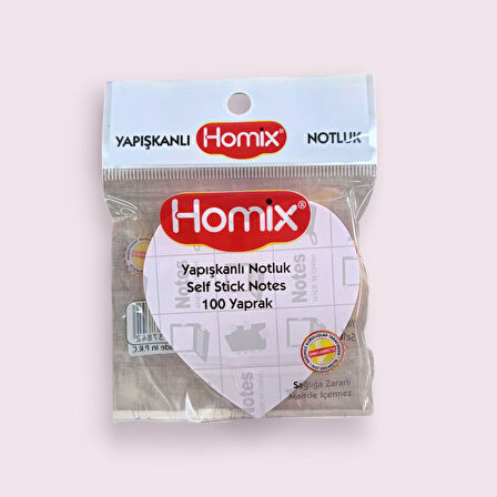 Homix Kalp Şeklinde Yapışkanlı Notluk 76 x 76 cm Neon Renkler 100 Yp