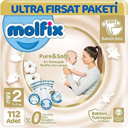 Molfix Pure Soft Ultra Avantaj Bebek Bezi 2 Beden 112'li